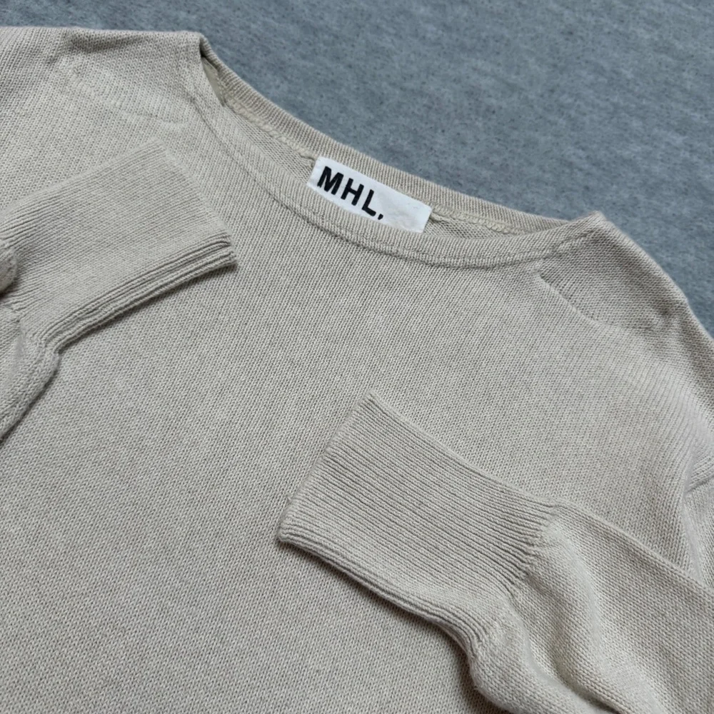 Margaret Howell MHL sz M Womens Sweater Crew Knit Cotton Linen in Natural - Picture 5 of 8